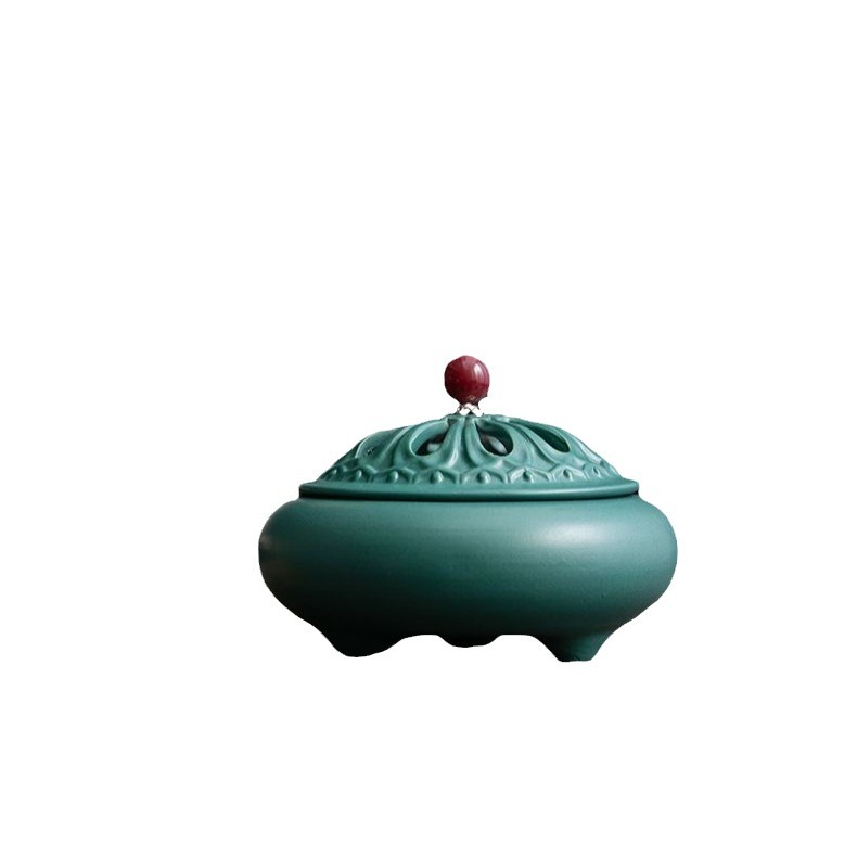 Con công màu Xanh Lá cây hương con dấu chín món đồ dùng gia vị gốm sứ màu xanh lá cây thủ công hương thơm thìa hương xúc tro ép