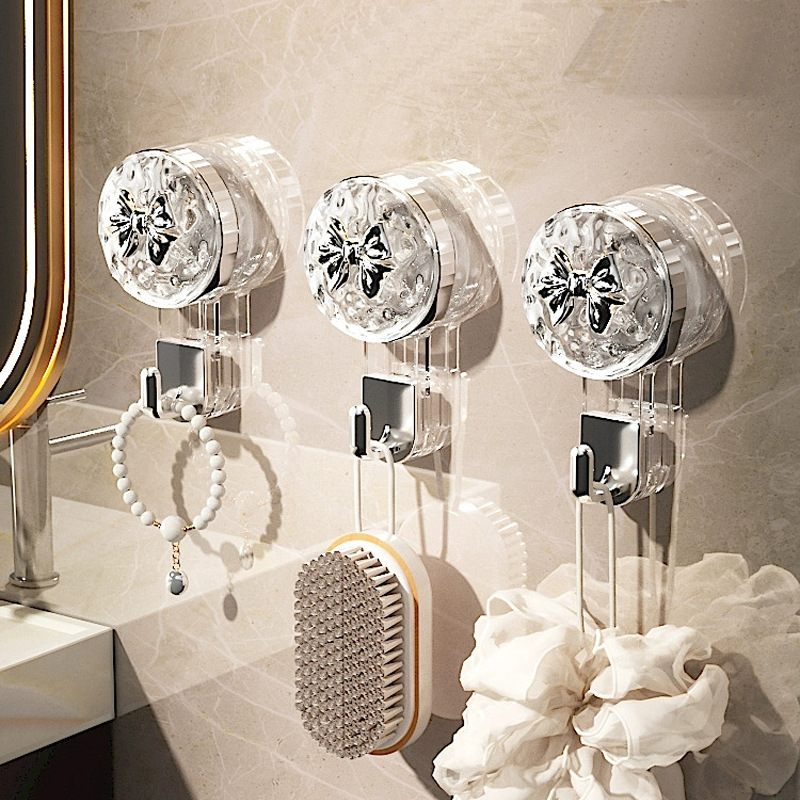 Móc treo cốc hút mạnh mẽ, không đục lỗ, dán keo chân không liền mạch phía sau cửa phòng tắm, khăn tắm treo tường, móc dính quần áo