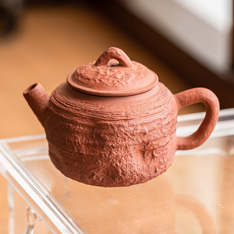 Ấm trà đất sét đỏ làm bằng tay ấm trà cầm tay phong cách wabana phong cách cổ điển gia dụng dụng dụng cụ uống trà ấm trà trà