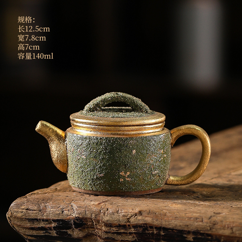 Ấm trà mỏ đá Suyuan ấm trà gốm sứ thủ công ấm một người mạ vàng bộ trà Kung Fu cổ điển cao cấp
