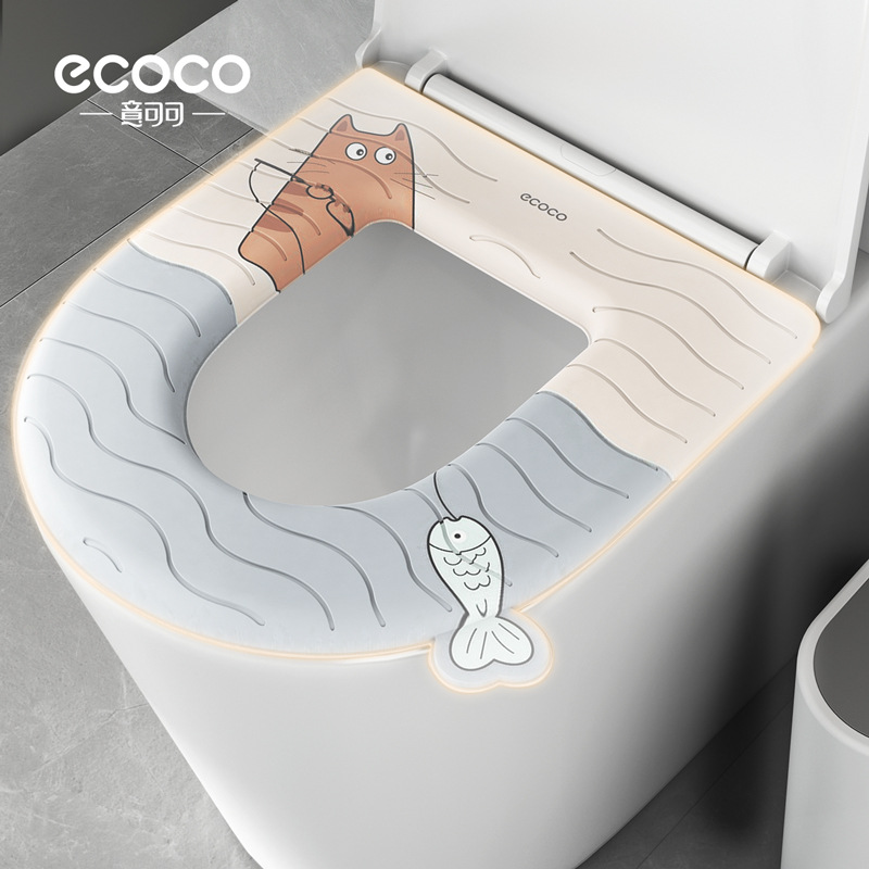 Thảm bồn cầu chống thấm nước eva dày dặn Yicoco thảm bồn cầu kiểu dính thông dụng bốn mùa có tay cầm gia dụng