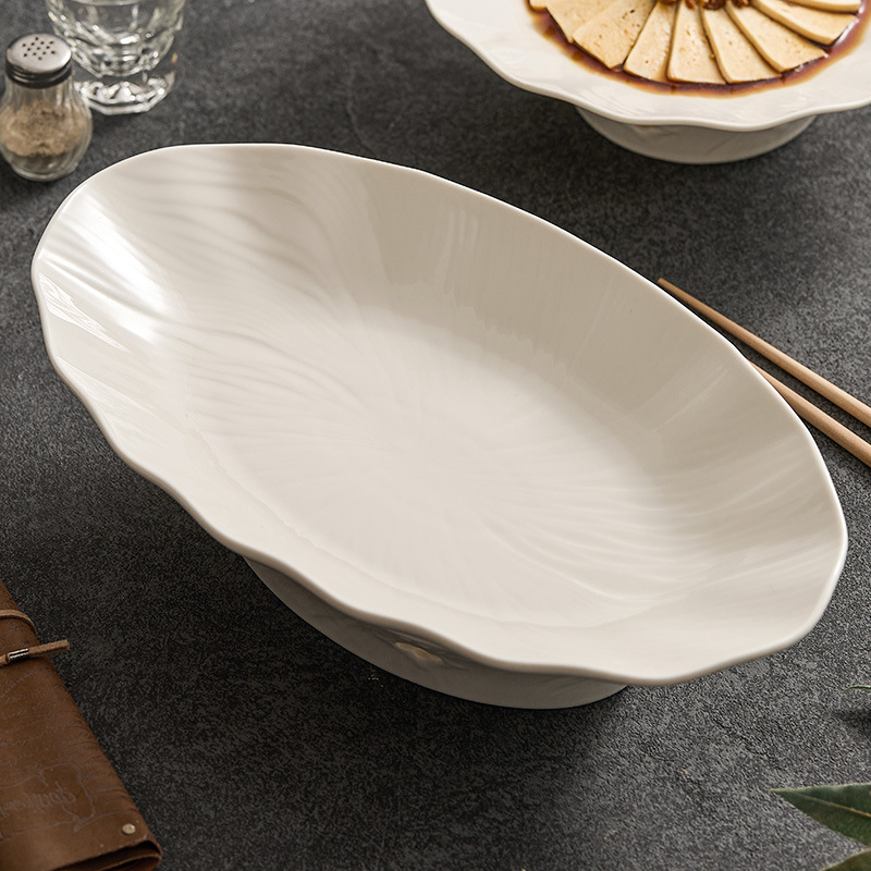 Nồi khô gốm sứ Dehua đĩa ăn gia dụng cảm giác cao cấp khách sạn câu lạc bộ nến bộ đồ ăn bộ bếp lá sen
