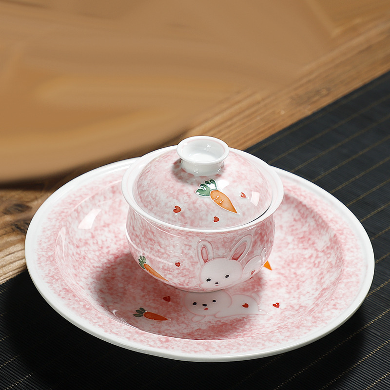 Bát gốm sứ Kung Fu có nắp, vẽ tay bằng đất sét, một nét vẽ, men màu, dùng cho một người.