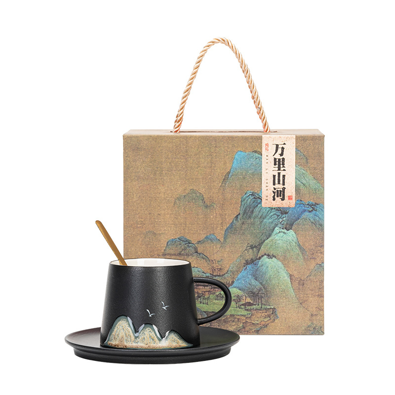 Cốc cà phê có thìa gốm cốc mug cốc uống nước ăn sáng cốc pha trà văn phòng nam nữ