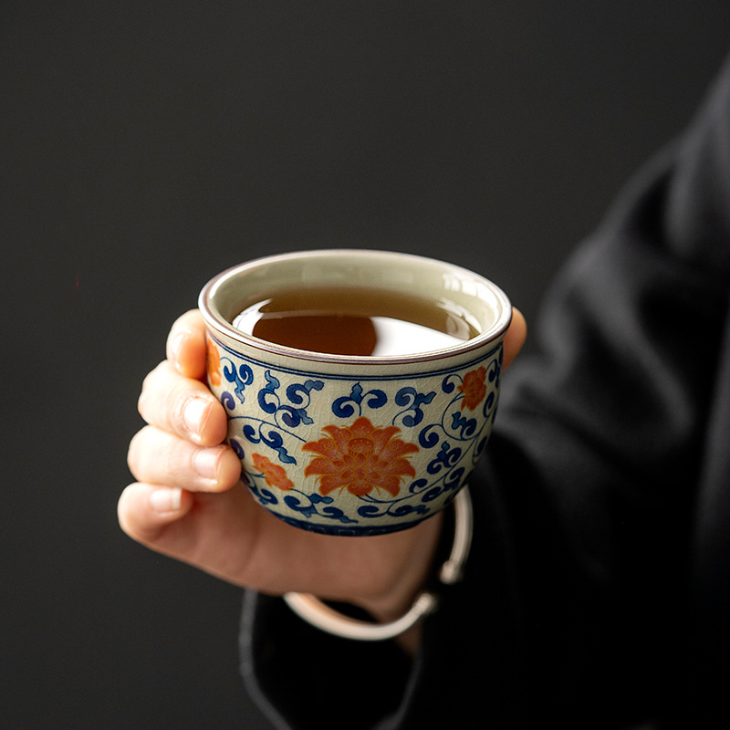 Cốc trà lát Gốm Sứ Đỏ tráng men gốm sứ cao cấp gia dụng cao cấp cốc trà Bát Xanh cốc đơn