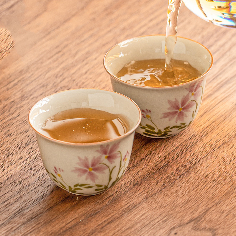 Cốc trà nhỏ vẽ tay cúc họa mi cốc chủ nhân tinh tế chuyên dụng cá nhân nữ cốc đơn cốc trà cao cấp Trung Quốc