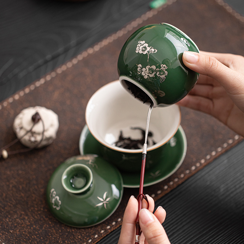 Hộp đựng trà men tre xanh kiểu Nhật, hộp đựng trà mini đựng trà du lịch xách tay