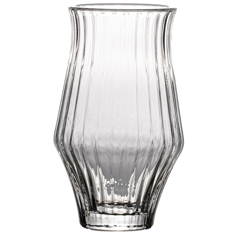 Cốc thủy tinh chịu nhiệt vân dọc làm bằng tay kiểu Nhật cốc uống trà gia dụng cốc chủ nhân chuyên dụng cá nhân Cốc uống nước trong suốt