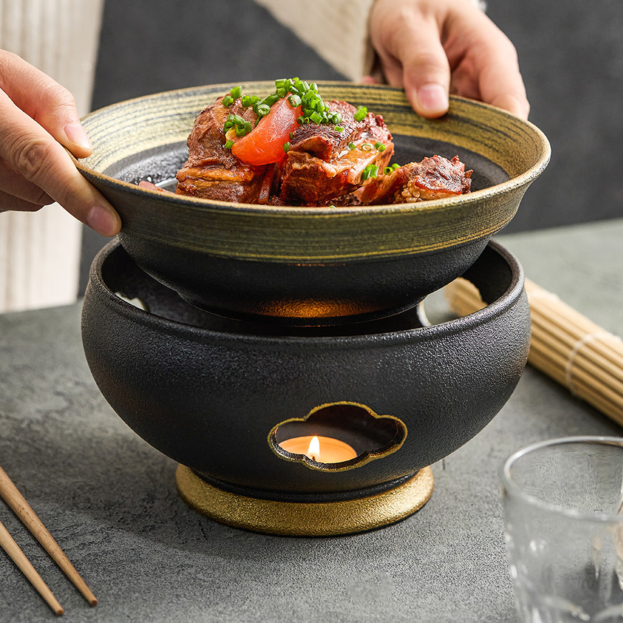 Vẽ tay Bếp sa khoáng Wujin ngọn nến sưởi ấm nồi khô đĩa khách sạn nhà hàng nhà hàng cách nhiệt đĩa thức ăn Câu lạc bộ Bộ đồ ăn thương mại