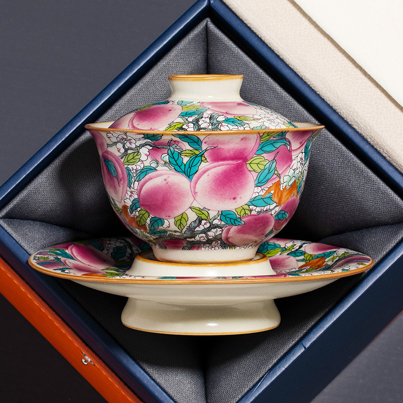Gốm sứ cao cấp Lò nung Wantao Yayun Sancai Cốc trà Cốc pha trà Không nóng Bộ trà Kung Fu đơn Bán buôn