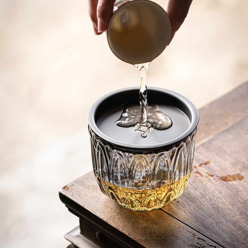 Đồng tiền thủy tinh kiểu Nhật, nước xây dựng có nắp, Cốc rửa trà cỡ nhỏ, chậu rửa nước, thùng đựng trà nước thải, Thùng bã trà, phụ kiện Bộ trà