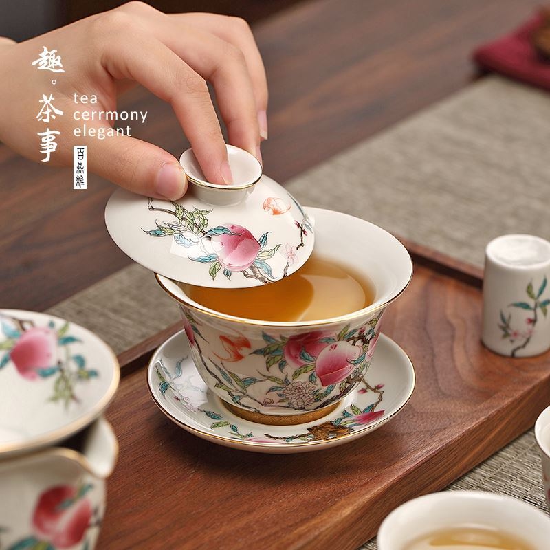 Bộ ấm chén sứ Suyuan trang trí men, dùng cho phòng khách, sử dụng tại nhà, phong cách sang trọng nhẹ nhàng, bộ ấm chén Kung Fu cao cấp