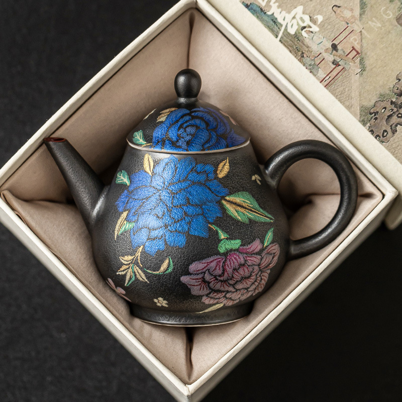 Ấm trà hoa rang Kesi ấm cầm tay tinh xảo cao cấp gốm sứ ấm hình quả lê Mohua lộng lẫy dụng cụ pha trà gia dụng không nóng tay