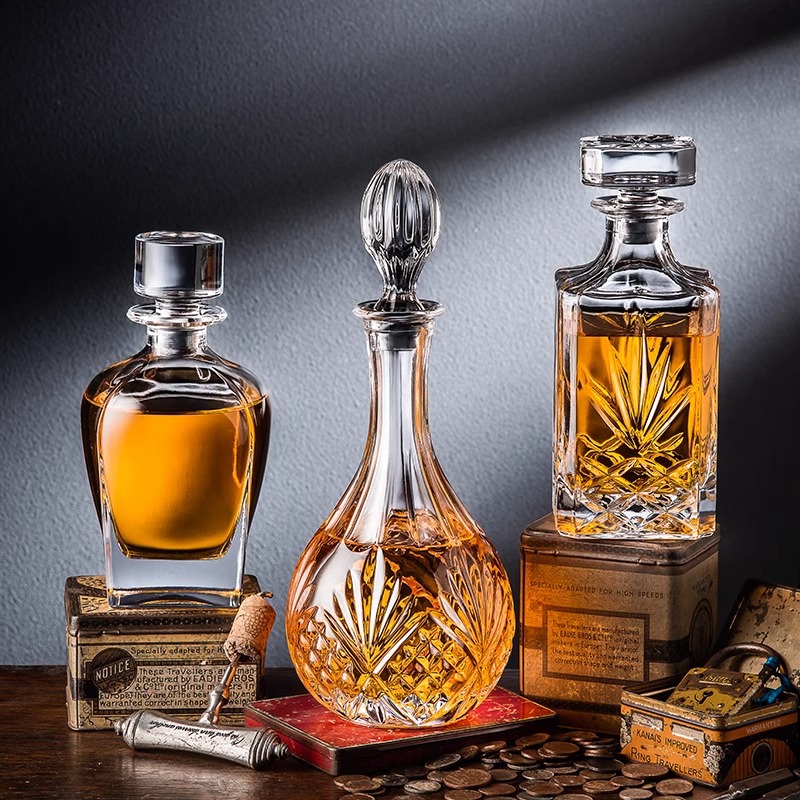 Bình Đựng Thủy Tinh Pha Lê Chai Rượu Mờ Son Môi Rượu Whisky Chai Rượu Bình Rỗng Hộ Gia Đình Chai Rượu Đựng Rượu