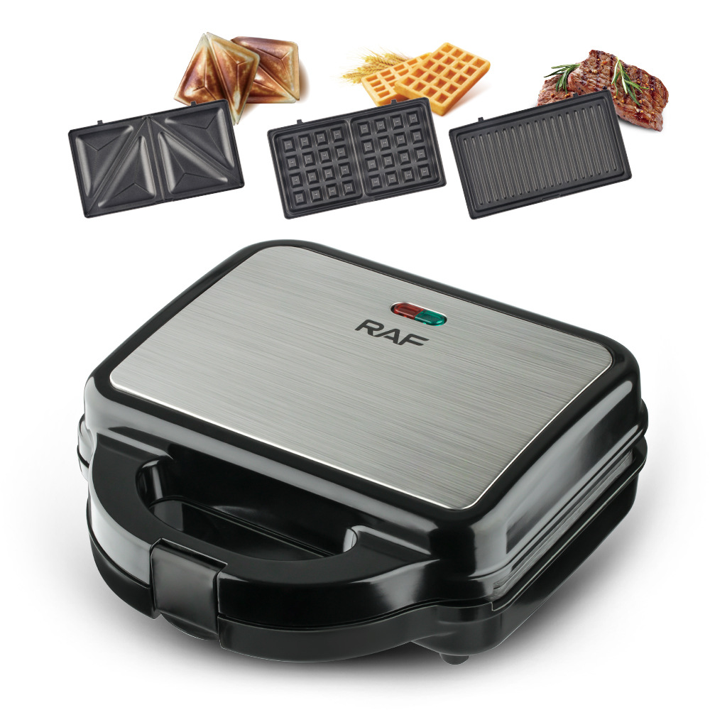 Bánh mì kẹp có thể tháo rời ba trong một xuyên biên giới tiêu chuẩn Châu Âu RAF Bánh quế Panini Thịt nướng bít tết Máy ăn sáng