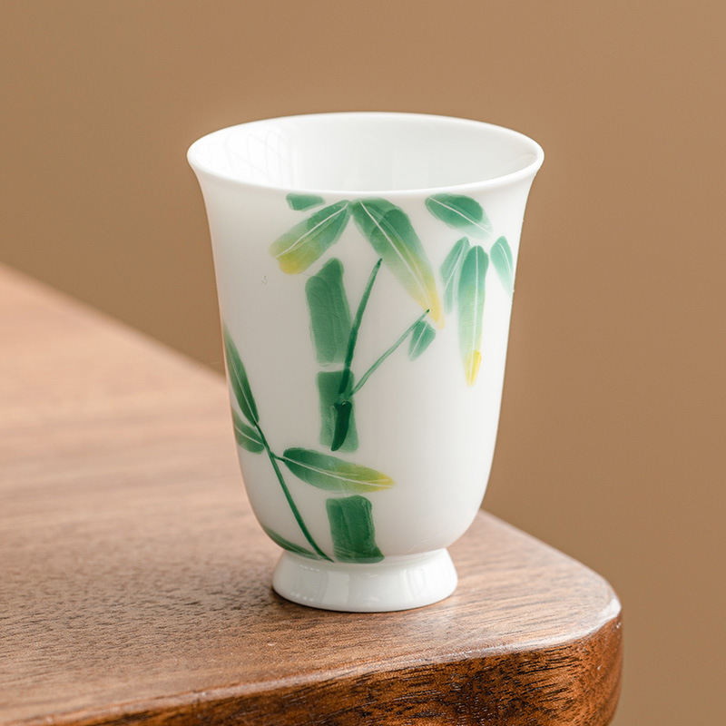 Cốc trà xám thực vật cốc chủ nhân vẽ tay lễ hội nâng cao chân cao cốc thơm cốc uống trà gia dụng đặc biệt cốc trà