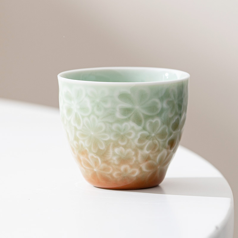 Cốc trà chạm nổi hoa anh đào Gradient cốc chủ sở hữu Bộ trà Kung Fu cao cấp dành cho nữ cốc trà cốc trà gia đình hiếu khách
