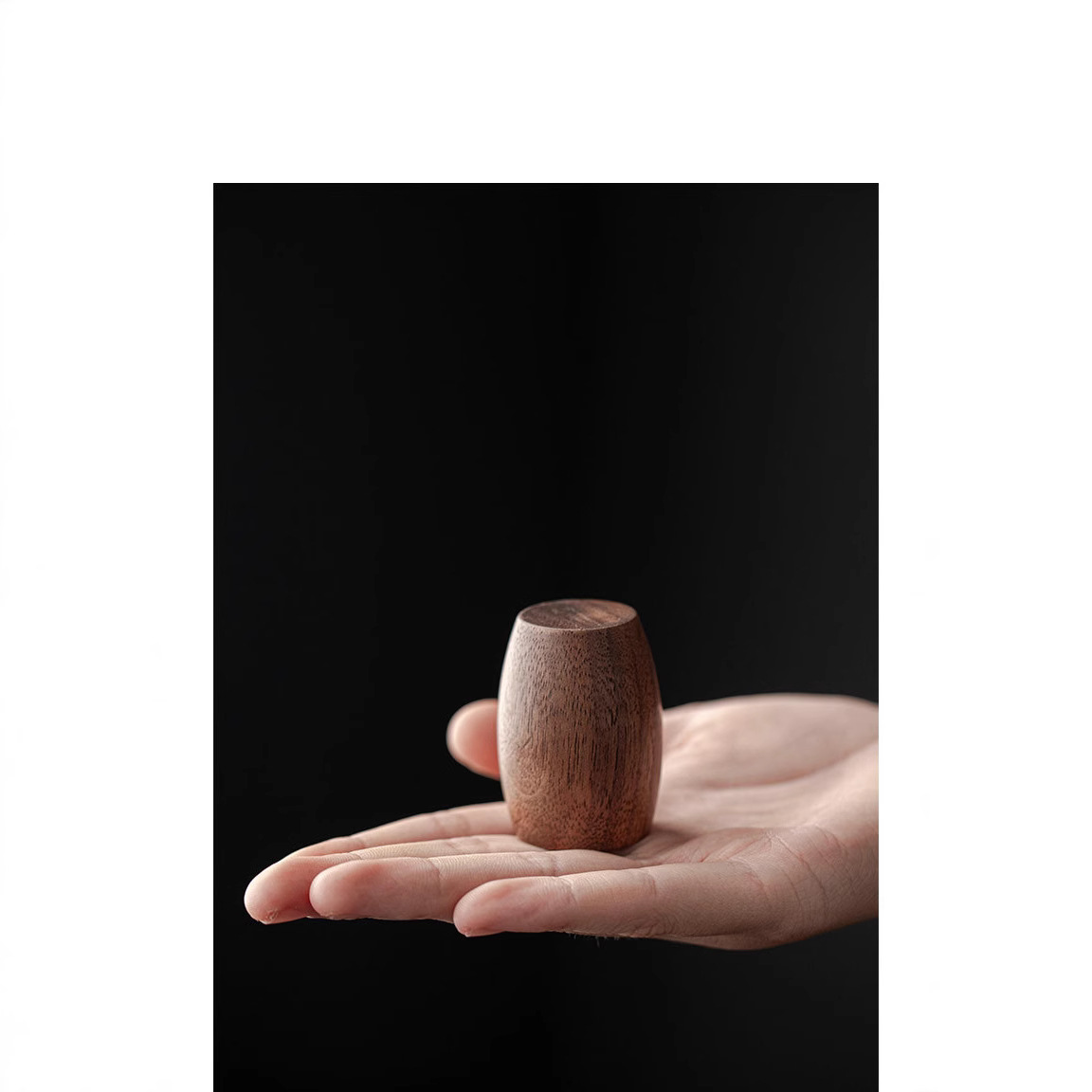 Nắp ấm trà gỗ nguyên khối gỗ óc chó đen có nắp đậy cao cấp kiểu trống cổ điển giá đỡ cốc phụ kiện bộ trà