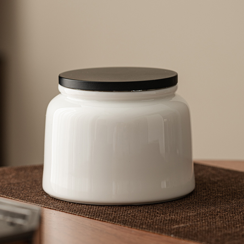 Bình trà sứ trắng Dehua, bình kín, Bình Đựng Trà chống ẩm cầm tay cỡ nhỏ, bình rỗng, bình trà gốm sứ kiểu Nhật