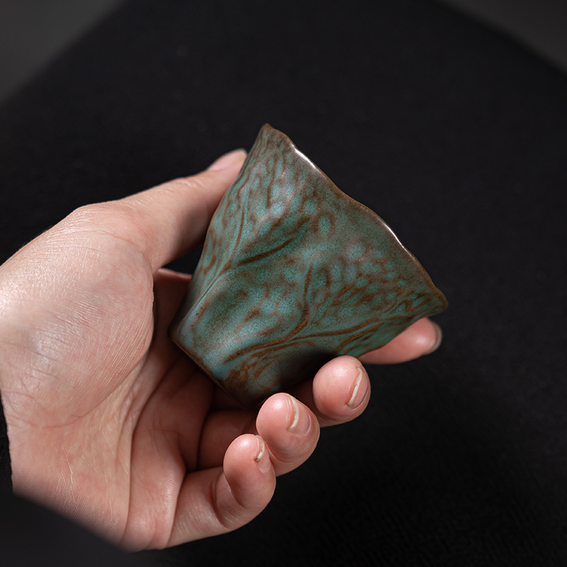 Cốc nấu ăn kiểu Nhật, cốc trà sen Qingye, cốc đơn nhỏ thủ công, cốc cá nhân, cốc nếm trà cổ điển gốm thô, cốc thơm