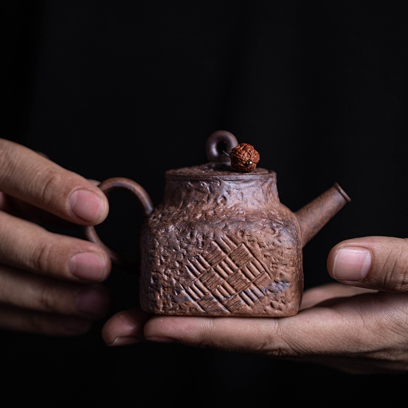 Ấm pha trà bùn đá cổ dụng cụ pha trà kungfu gốm thô dung tích nhỏ đặc trưng cổ điển kiểu Trung Quốc ấm trà đơn dụng cụ pha trà gia dụng