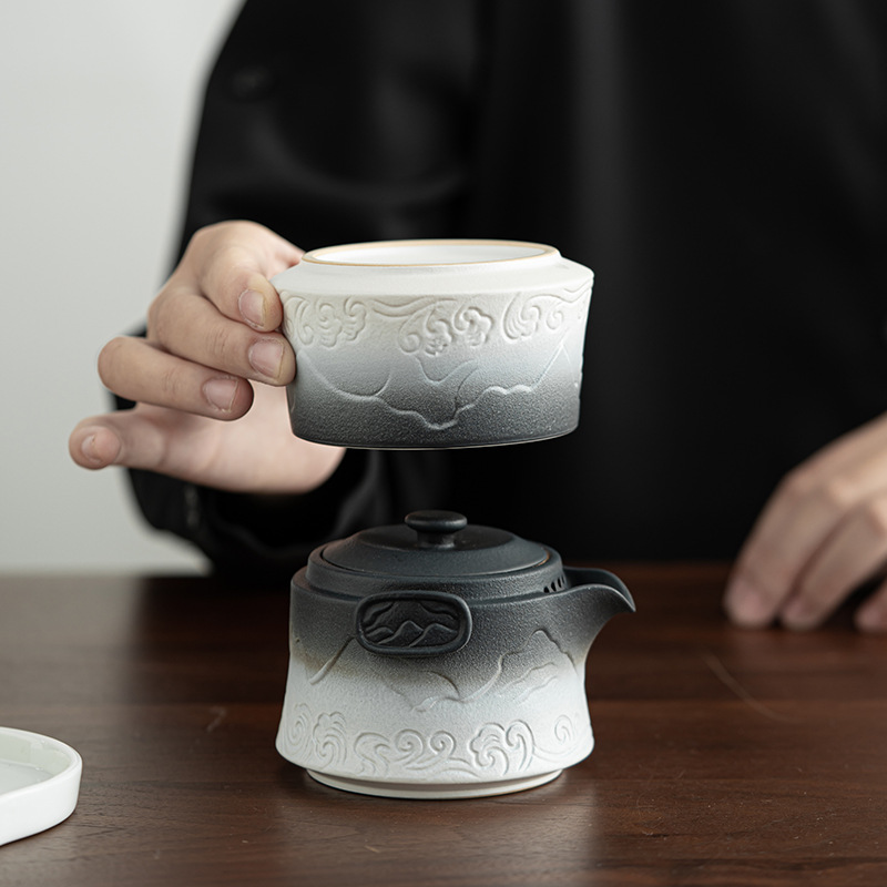 Bộ ấm trà du lịch Zhiyin, cốc khách di động ngoài trời đơn giản kiểu Nhật