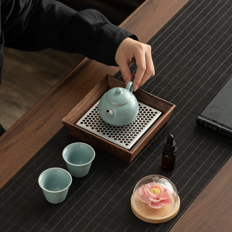 Bộ ấm chén du lịch Ruyao, phong cách Kung Fu, ngoài trời, di động, uống trà, mẫu mới 2025, gồm chén, ấm trà