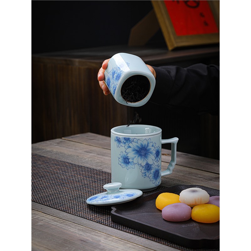 Cốc pha trà văn phòng cá nhân dành cho nam, cốc lọc trà bằng gốm sứ đặc biệt dành cho trà, quà lưu niệm di động