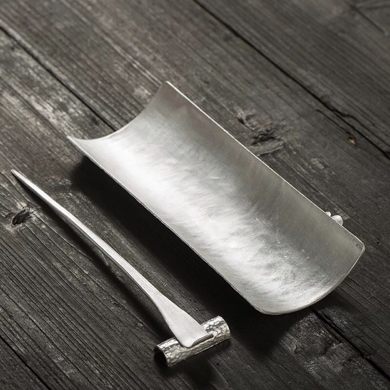 Trà thiếc nguyên chất Nhật Bản thủ công hình búa gối trà xẻng trà kim trà trà đạo sáu quý ông bộ phụ kiện nhà máy bán buôn