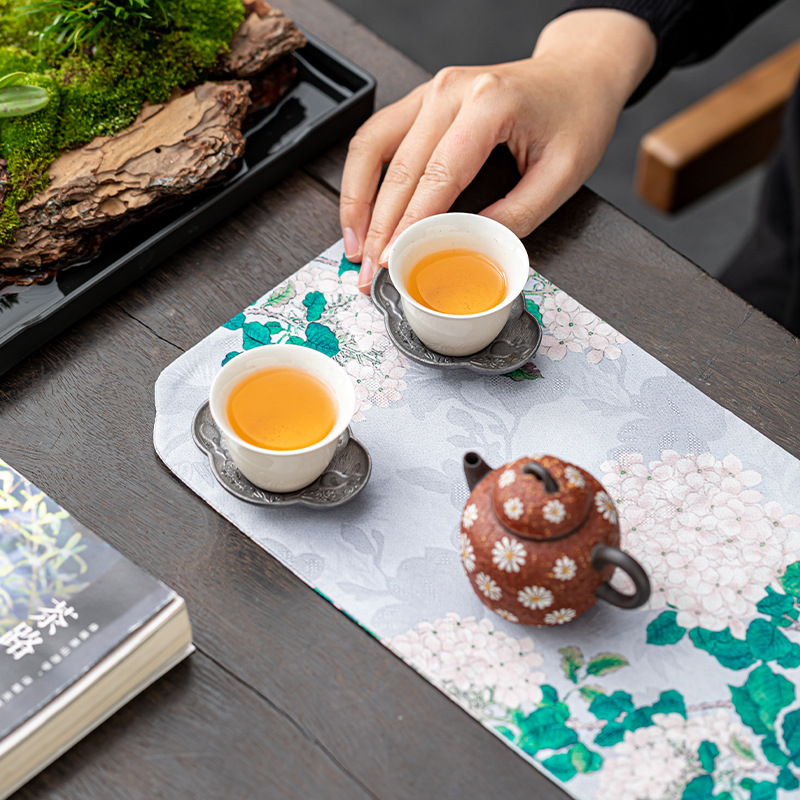 Bán buôn Tân Phong Cách Trung Quốc Thiền giả mây thơm sợi hai mặt Trà chiếu gia dụng đệm trà pha khô hình chữ nhật lá cờ bàn cách nhiệt chống nước