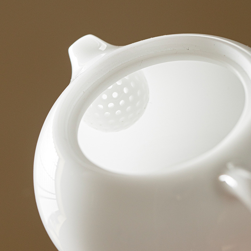 Đá ngọc Sứ mỡ cừu Ngọc Ấm trà nhỏ ấm trà Xi Shi ấm trà đơn sứ trắng Dehua Kung Fu ấm trà gia dụng