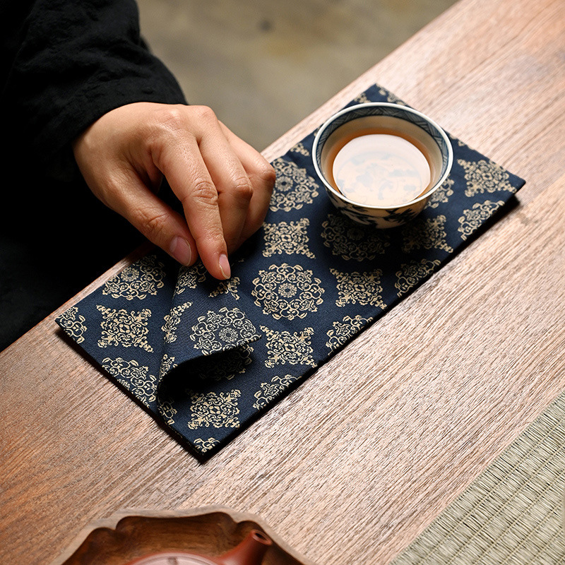 Bán buôn khăn trà thấm nước vải bông lanh thủ công khăn trà tuanhua nhỏ khăn vuông khăn pha khô khăn trà đạo bộ trà bộ bàn trà vải đệm