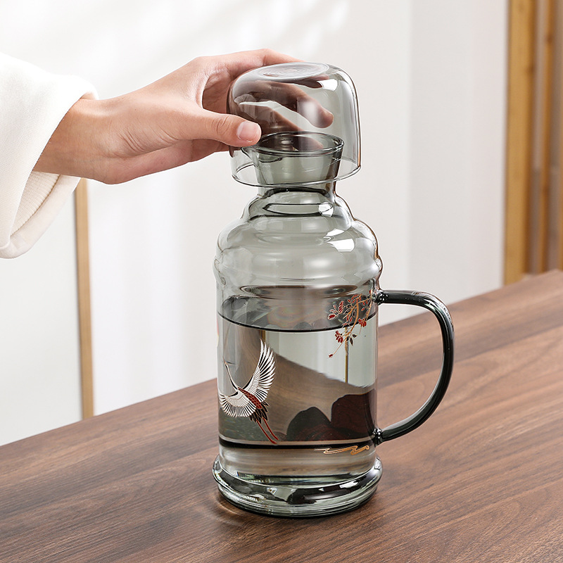 Bình đựng nước lạnh thủy tinh chịu nhiệt độ cao, cỡ nhỏ dành cho một người, thích hợp cho bếp điện gốm, có thể đun sôi và pha trà hoa pha lạnh, phong cách Bắc Âu.