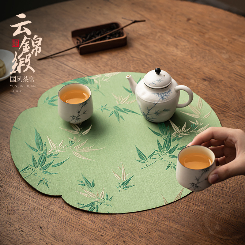 Phong cách Trung Quốc mới Yunsha Yunjin Rèn phong cách Trung Quốc Ghế trà không thấm nước Tấm thấm nước Tấm lót bọt khô Tấm lót cốc Tấm lót khay trà Phụ kiện Bộ trà