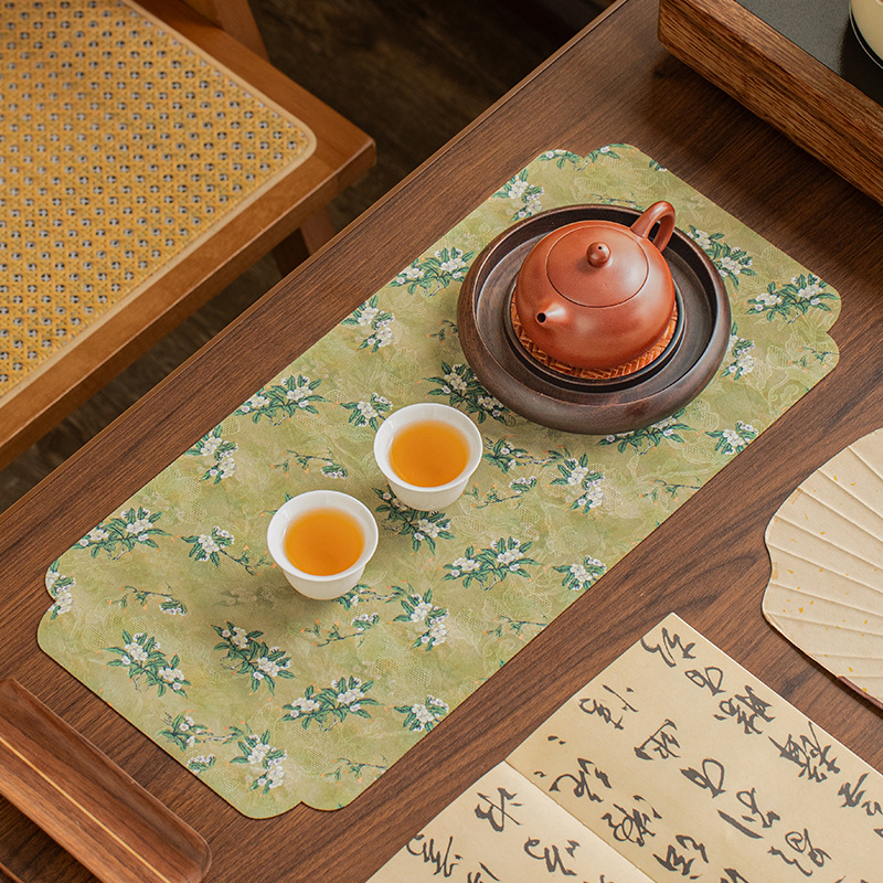 Thảm trà thổ cẩm Xiangyunsha, phong cách Trung Hoa, phong cách Trung Quốc mới, phong cách Thiền, bộ trà cao cấp, nồi bong bóng khô, thảm trải bàn, quán trà