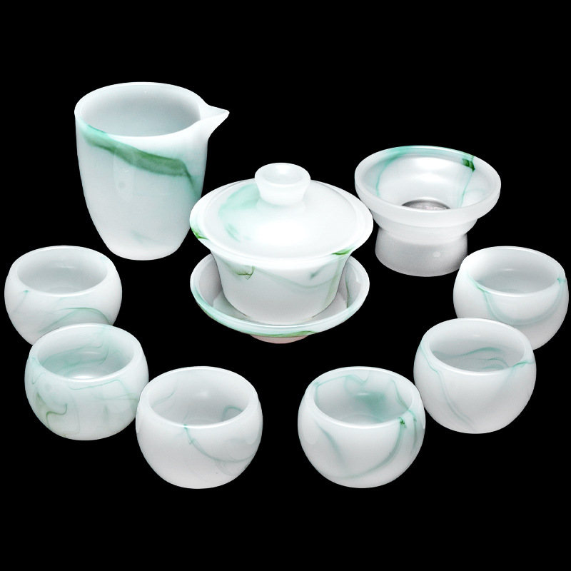 Bộ ấm trà Kung Fu cao cấp 2024 mẫu mới cao cấp băng ngọc men màu cao cấp hộp quà tặng quà tặng bán buôn