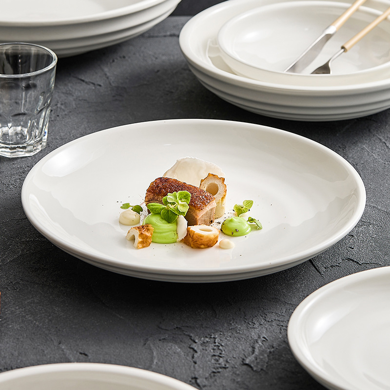 Bát phở bát canh trắng bát đựng cá bắp cải muối gia dụng bát lớn nhẹ sang trọng cao cấp bát đĩa món cá đĩa gốm sứ bộ đồ ăn