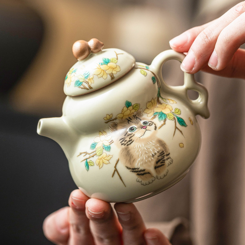 Ấm đun trà gốm sứ ấm đun trà gốm sứ ấm đun nước lọc gia dụng bộ trà kungfu cao cấp cỡ nhỏ không bị nóng tay