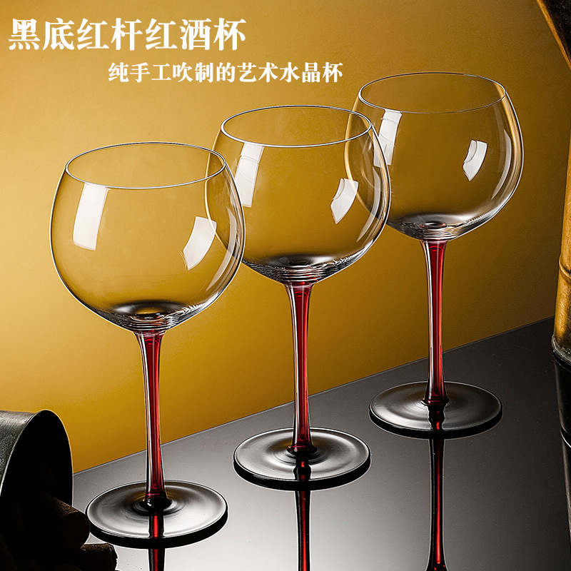 Nhà Máy bán hàng trực tiếp gia dụng lớn thắt nơ đen Bộ ly rượu vang đỏ thủy tinh pha lê cốc cao ly rượu vang Bình Đựng Rượu