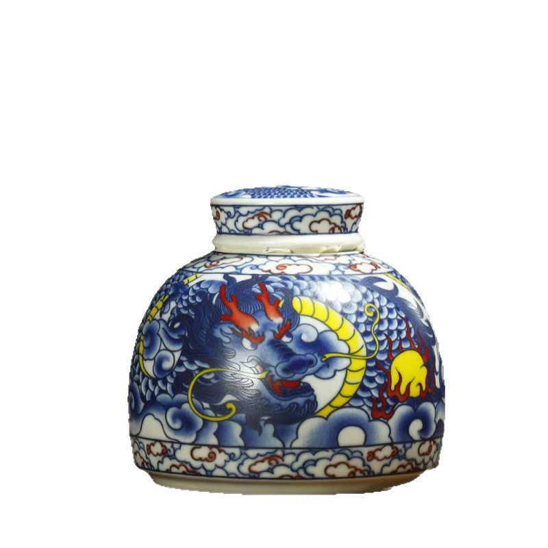 Trà gốm có thể kín lọ trà hoa lọ trà gia đình phụ kiện trà công suất lớn kín lọ lưu trữ trà