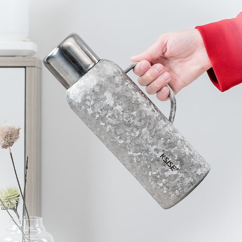 Cốc titan dung tích lớn thể thao ngoài trời cao cấp ấm pha trà titan nguyên chất có tay cầm cách nhiệt hai lớp