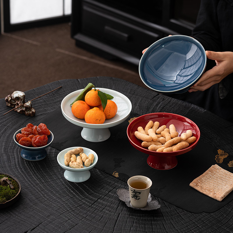 Khay giải khát kiểu Trung Quốc khay trái cây chân cao đĩa nhỏ Thiền bát trái cây sấy khô bát đựng đồ ăn nhẹ Phật kiểu Nhật