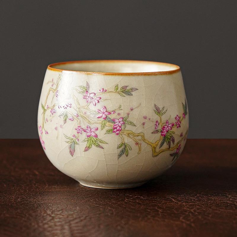 Cốc trà Ruyao màu be, cốc trà, cốc cao cấp, cốc chủ chuyên dụng cá nhân Trung Quốc, bộ trà gốm sứ Kung Fu