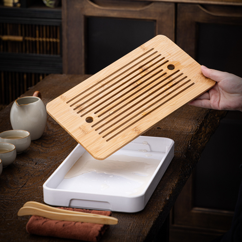 Bộ ấm trà Kung Fu du lịch Ru Kiln có khay trà Công ty gốm sứ gửi khách hàng bán buôn quà tặng hội nghị kinh doanh