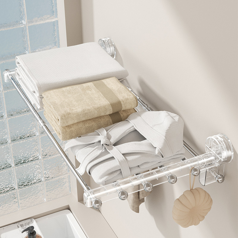 Giá phơi cốc hút có thể gập lại kính thiên văn mở rộng cửa sổ ban công gia dụng nhiều kẹp phơi đồ lót tất phơi đồ thần thánh