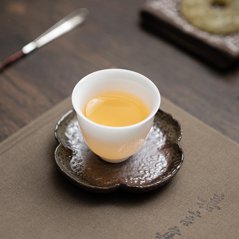 Lót cốc cỏ bốn lá bùn đá cũ lót ly cách nhiệt đựng cốc nhỏ cổ điển thủ công lót ly đĩa gốm sứ Kung Fu phụ kiện trà