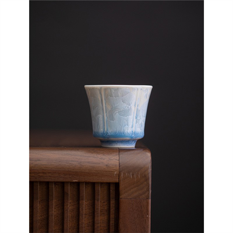 Pha lê men tươi lò nung thay đổi màu xanh nước đá tách trà hoa cốc chủ nhân bộ trà Kung Fu đồ uống trà cá nhân cốc đơn gốm sứ quà tặng