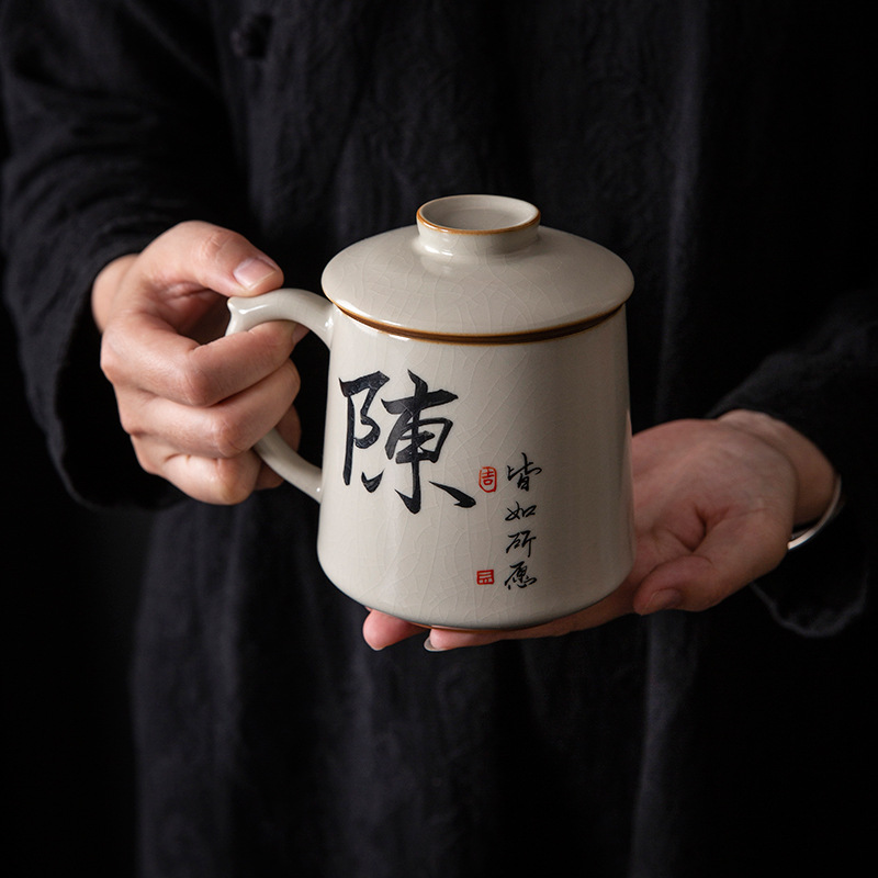 Cốc văn phòng họ viết tay Ruyao tách trà nước tách trà gốm sứ mở cao cấp cốc pha trà cá nhân quà lưu niệm