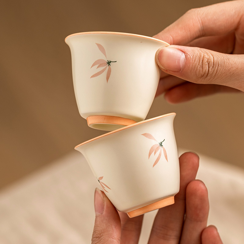 Cốc hoa lan tráng men màu vàng gạo cốc chủ nhân cốc đơn bộ trà gốm sứ kiểu Trung Quốc cốc trà trà trà công nhân gia dụng