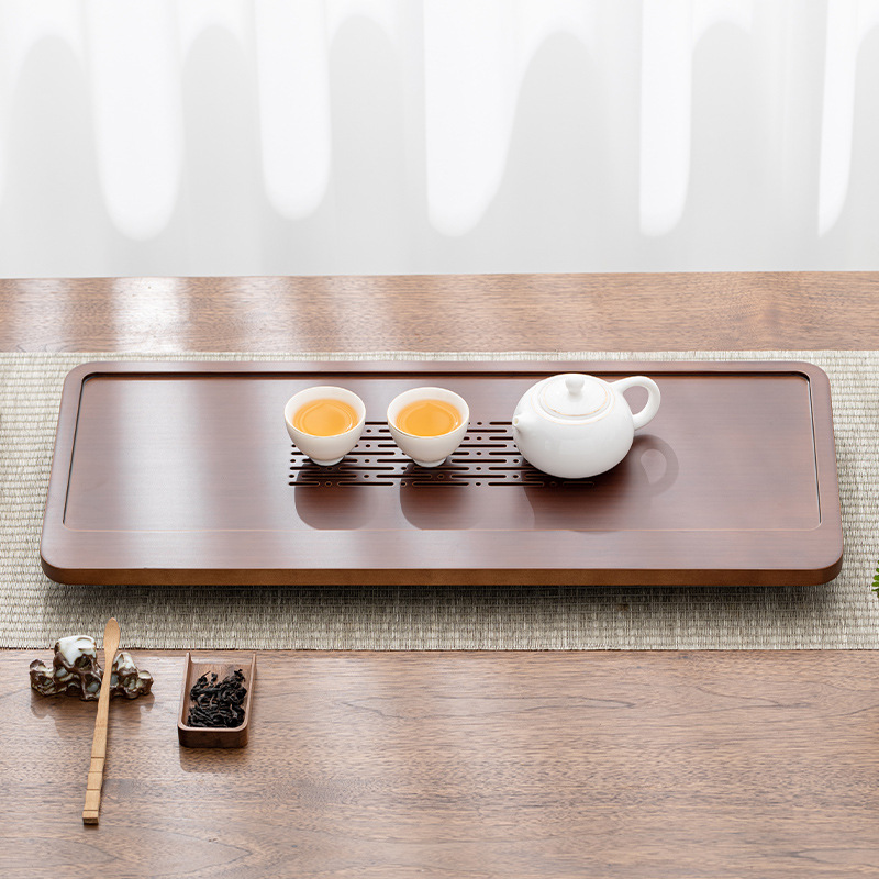 Khay trà tre nặng, bàn pha khô Kung Fu văn phòng gia dụng, bàn trà tre nhỏ thoát nước